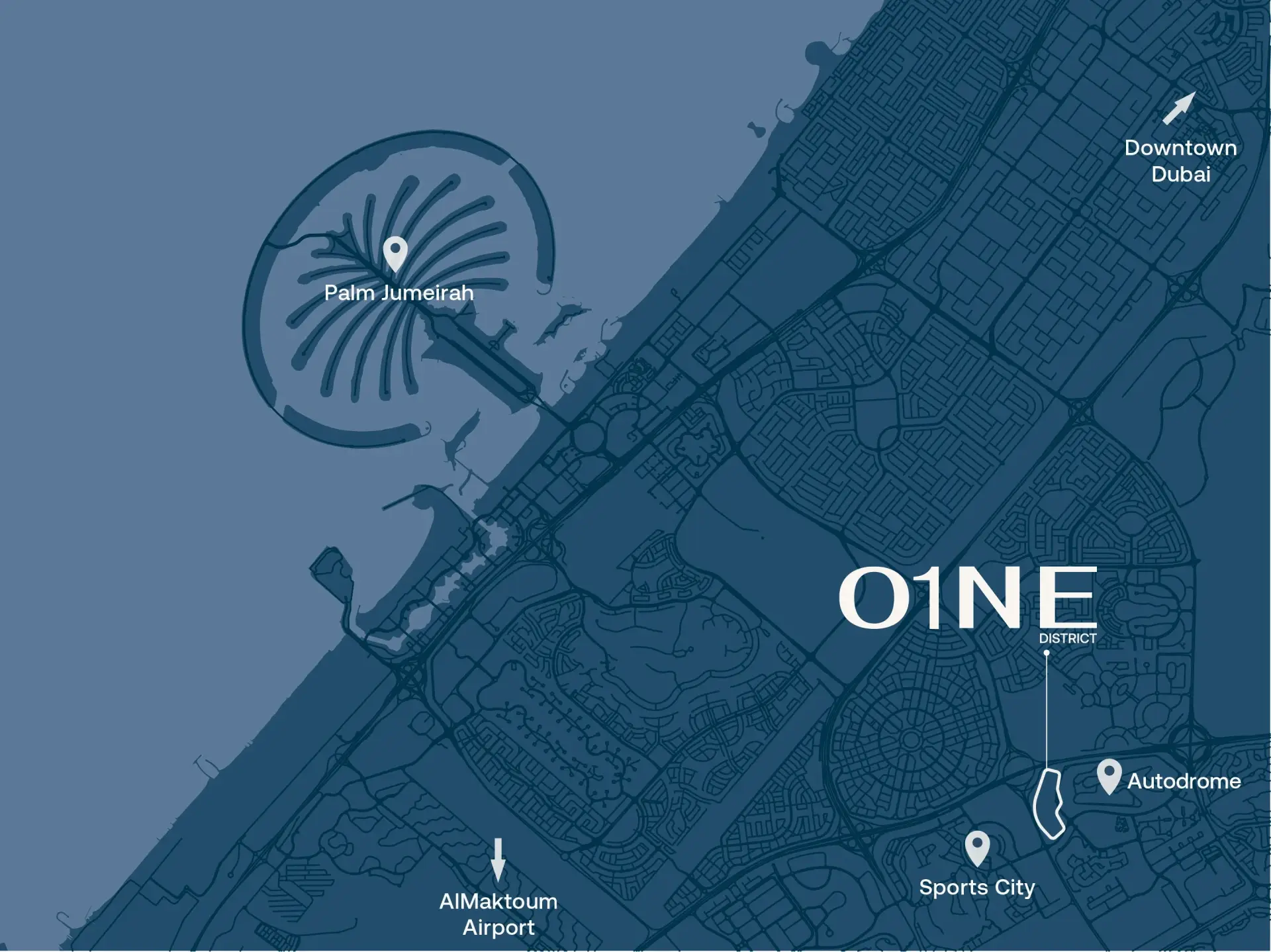 O1NE District Motor City Location Map